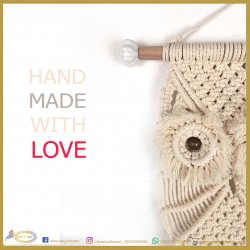 مكرمية من النسيج صناعة يدوية على شكل طائر ( البومة ) قياس 105 * 2 *26