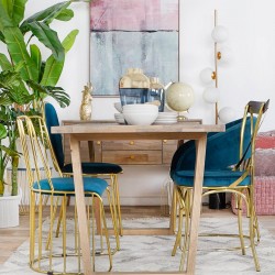 كرسي مخمل لون ذهبي من المعدن قياس 48X55X82 