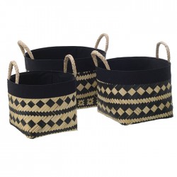 سلة من النسيج لون أسود عدد 3 