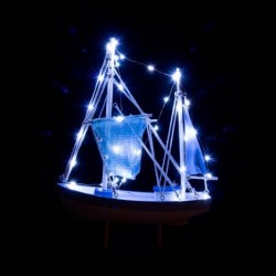 ديكورية " السفينة " الخشبية مع إضاءة 42 * 30 * 8