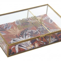 صندوق مجوهرات من الزجاج ذات ألوان متنوعة قياس 23*15*5