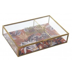 صندوق مجوهرات من الزجاج ذات ألوان متنوعة قياس 23*15*5