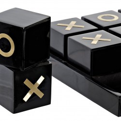 لعبة x/o لون أسود وذهبي 21 * 21 * 7