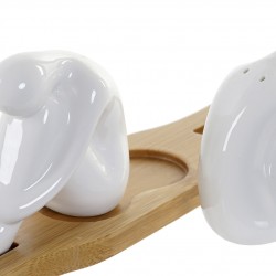 طقم رش الملح ذات شكل مميز لون أبيض مصنوع من البورسلان عدد 2 قياس : 20*5.5*8