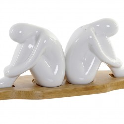 طقم رش الملح ذات شكل مميز لون أبيض مصنوع من البورسلان عدد 2 قياس : 20*5.5*8