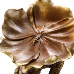 تحفة ديكورية مع صحن على شكل حيوان ( القرد ) لون ذهبي مصنوع من مادة الريزن , قياس :  21,2X19,3X20,8