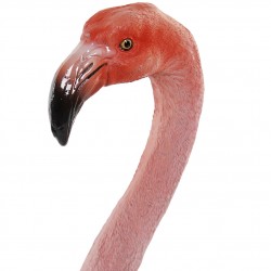 مجسم ديكوري على شكل طائر ( الفلامينجو ) لون زهري مصنوع من مادة الريزن , قياس :  28X16X53