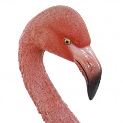مجسم ديكوري على شكل طائر ( الفلامينجو ) لون زهري مصنوع من مادة الريزن , قياس : 48X19X74,5