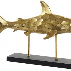 تحفه ديكورية على شكل ( سمكة القرش ) لون ذهبي  مصنوعة من مادة الريزن والمعدن قياس : 50X12X37