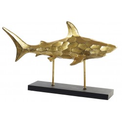 تحفه ديكورية على شكل ( سمكة القرش ) لون ذهبي  مصنوعة من مادة الريزن والمعدن قياس : 50X12X37