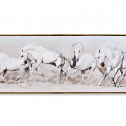 لوحة حائط ديكورية على شكل ( أحصن بيضاء ) , قياس 122X2,3X42احصنة