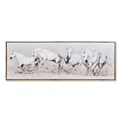 لوحة حائط ديكورية على شكل ( أحصن بيضاء ) , قياس 122X2,3X42احصنة