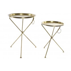 طاولة من المعدن لون ذهبي (عدد 2 ) 47X47X64