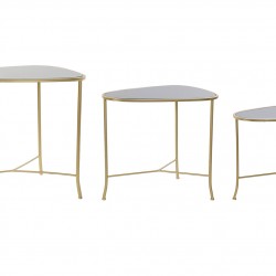 طقم طاولات لون ذهبي من المعدن والوجه لون أسود من الزجاج 75X48X66  65X40X56