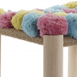 كرسي من الخشب ملون من الأعلى بكرات من الصوف قياس 36X36X42