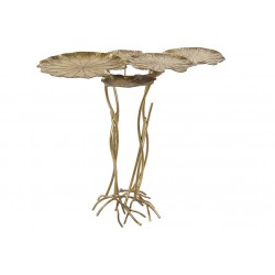 طاولة لون ذهبي من المعدن على شكل أوراق الشجر قياس 90X58,5X83