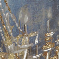 لوحة حائط ديكورية على شكل( ثرية )  من القماش والمعدن ملونة بألوان الأكريلك , قياس 100X5X100