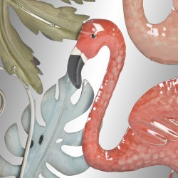 لوحة دبكورية جدارية مع مرآة على شكل طائر ( الفلامنجو ) قياس  89X5X69 