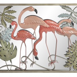 لوحة دبكورية جدارية مع مرآة على شكل طائر ( الفلامنجو ) قياس  89X5X69 