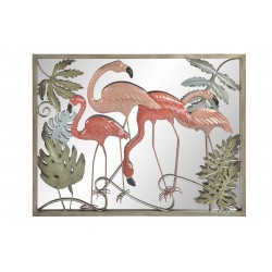 لوحة دبكورية جدارية مع مرآة على شكل طائر ( الفلامنجو ) قياس  89X5X69 