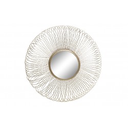 مرآة حائط ديكورية لون ذهبي من المعدن قياس  110X10X110