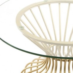 طاولة جانبية معدن وزجاج