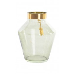 مزهرية من الزجاج و المعدن قياس 14.5 * 14.5 * 18.5