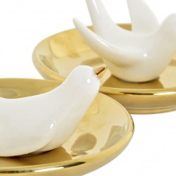 حامل خواتم باللون الذهبي والأبيض مصنوع من السيراميك قياس 11 * 11 * 8