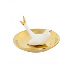 حامل خواتم باللون الذهبي والأبيض مصنوع من السيراميك قياس 11 * 11 * 8