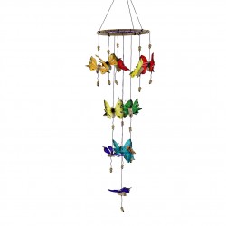 جرس باب من مادة الرتان على شكل فراش ملون قياس 16 * 16 * 70