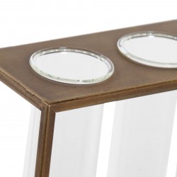 مجموعة من المزهريات الزجاجية عدد 5 مع إطار معدني لون ذهبي قياس 22 * 8 * 35 