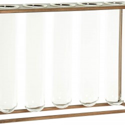 مجموعة من المزهريات الزجاجية عدد 5 مع إطار معدني لون ذهبي قياس 22 * 8 * 35 