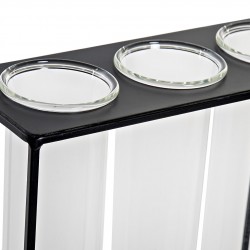 مجموعة من المزهريات عدد 3 من الزجاج مع إطار لون أسود من المعدن قياس 23 * 8 * 21