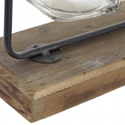 مجموعة من المزهريات الزجاجية عدد 3 مع قاعدة خشبية قياس 49 * 11 * 27