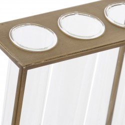 مجموعة من المزهريات الزجاجية عدد 3 مع إطار معدني لون ذهبي قياس 22*8*20 