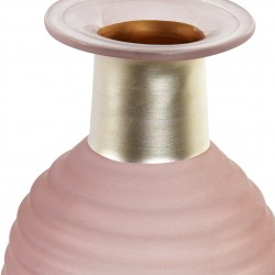 مزهرية من الزجاج لون زهري قياس 14 * 14 * 32 