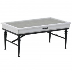 طاولة خشبية لون أبيض وأسود مع جارور قياس 49 * 62 * 108 سم 