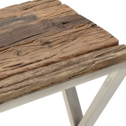 طاولة عرض  ( كونسول ) من الخشب البني والمعدن الفضي قياس 120 * 40 * 77 سم 