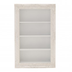 رف حائط خشبي ذات تصميم عتيق لون أبيض , قياس 64*19*100