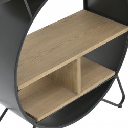 طاولة عرض  ( كونسول ) من الخشب البني والمعدن الأسود قياس 80 * 30 * 80 سم 