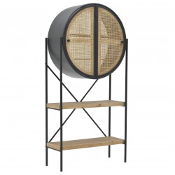 خزانة مع أرفف ذات تصميم عتيق مصنوعة من الخشب والمعدن , قياس 84 * 33 * 173 سم 