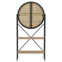 خزانة مع أرفف ذات تصميم عتيق مصنوعة من الخشب والمعدن , قياس 84 * 33 * 173 سم 