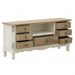 خزانة تلفاز من الخشب لون الخشب الطبيعي واللون الأبيض قياس 120 * 31 * 56 سم 