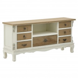 خزانة تلفاز من الخشب لون الخشب الطبيعي واللون الأبيض قياس 120 * 31 * 56 سم 