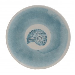 طقم صحون حلويات عدد 6 مصنوع من السيراميك باللون الأبيض والأزرق قياس 21 سم 