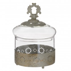 طبق كيك من الزجاج والمعدن مع غطاء قياس 15 * 22 