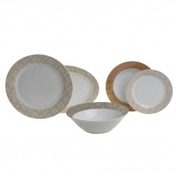 طقم صحون من البورسلان عدد 20 لون أبيض وبني 