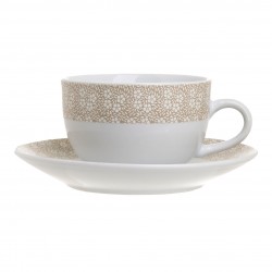 طقم فناجين شاي عدد 6 لون أبيض كريمي