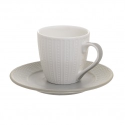 طقم فناجين قهوة عدد 6 لون أبيض / رمادي من البورسلان