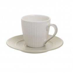 طقم فناجين قهوة عدد 6 لون أبيض / البيج من البورسلان